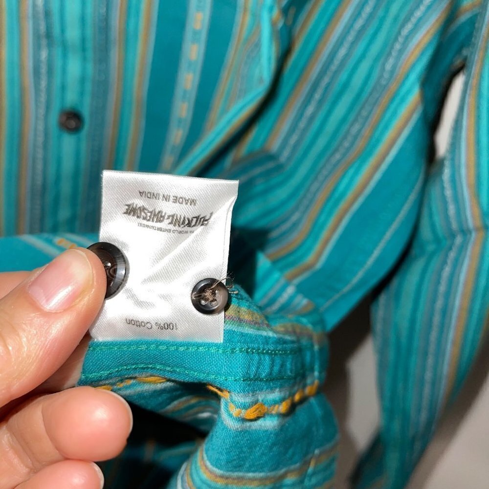 F*cking Awesome Mens Shirt Green Size 2X Striped Button Down Long Sleeve New - Picture 9 of 14
